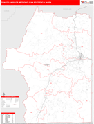 Grants Pass Metro Area Digital Map Red Line Style